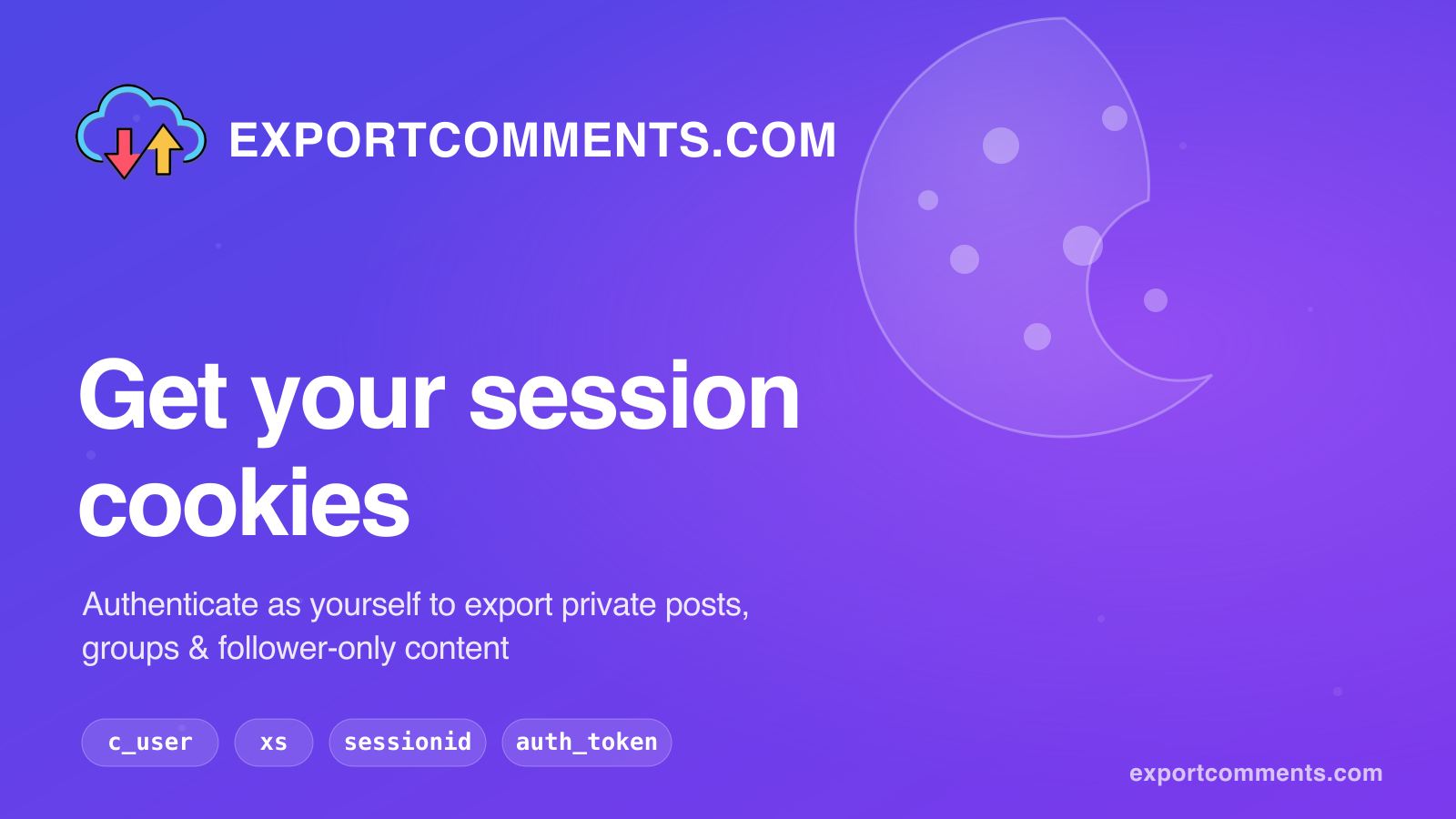 Get your session cookies — authenticate to export private content on ExportComments