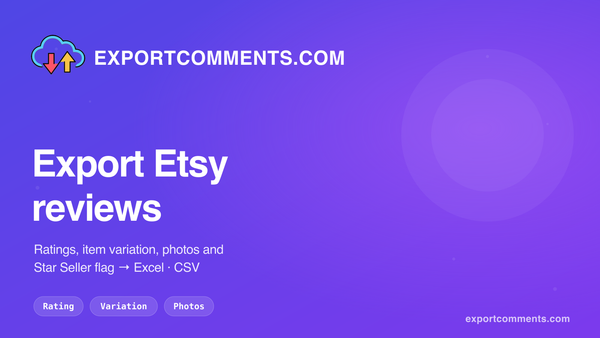Export Etsy reviews to Excel with ExportComments