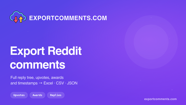 Export Reddit comments to Excel with ExportComments