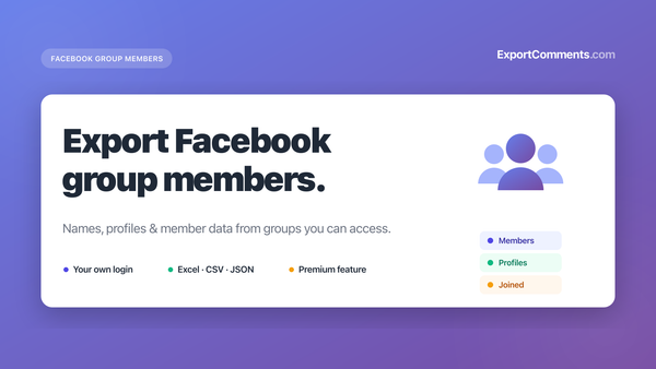 Export Facebook group members to Excel with ExportComments