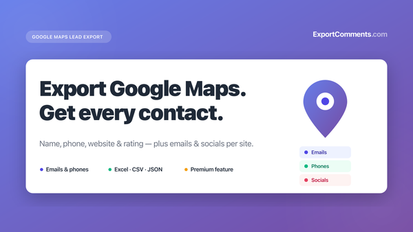 Export Google Maps search results to Excel with email and phone enrichment